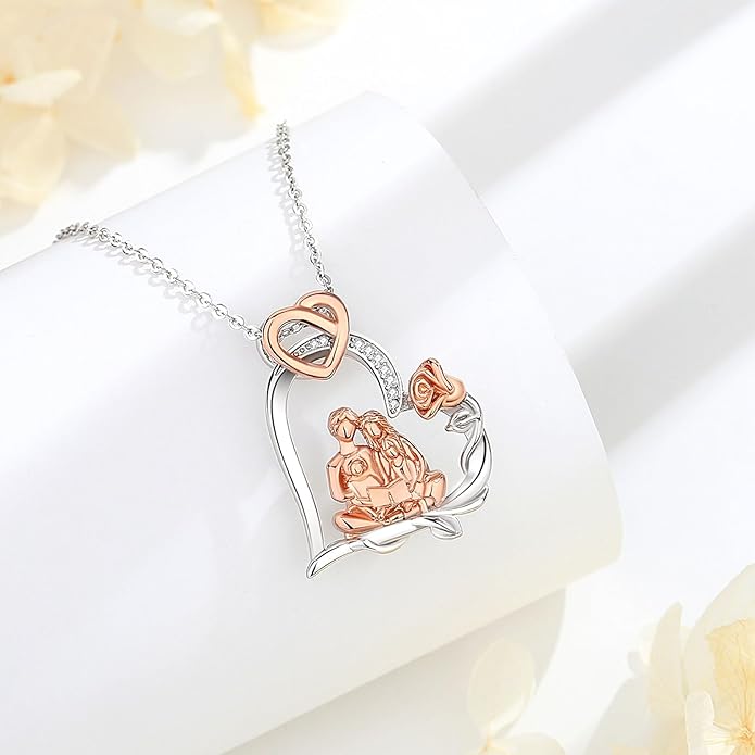 EUDORA Sterling Silver Mother Daughter Necklace for Women, Mama Son Daughter Necklace Pendant for Mom and Daughter,Mom Jewelry from Daughter Mother's Day Gift for Mother Daughter Aunt Grandma