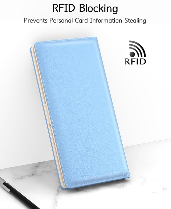 Nipichsha Womens Wallet, RFID Slim Wallets for Women, Thin Ladies Credit Card Holder Purse, Cute Leather Bifold Clutch Billfold with 11 Card Slots & ID Window, Blue