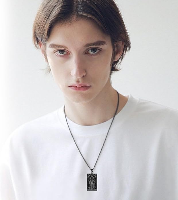 PELOVNY Tarot Card Necklace 925 Sterling Silver Skeleton Necklace The Sun Moon Star Strength Lovers Death Devil Fool Tarot Jewelry Christmas Birthday Gifts for Men Women Unisex