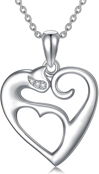 Diamond Black Cat Necklace for Women 925 Sterling Silver Cat on Moon Necklace Pendant Black Cat Jewelry Gifts for Women Mom Wife Girlfriend Daughter Girls