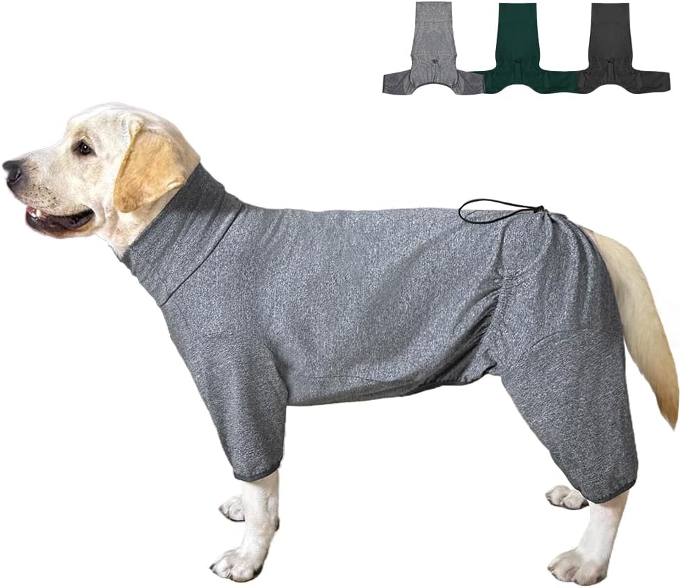Dog Pyjamas PJS Sweater Clothes and Home Clothing Suitable for Medium to Large Breeds of Dogs, Dog Neutering Suits, Extra-Large Stretch Fabric, Four-Legged Clothes (Thin Forid Gray, 3XL)