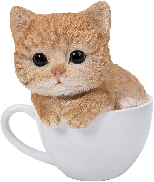 Pacific Giftware Adorable Teacup Pet Pals Cat Kittens Collectible Figurine 5.75 Inches