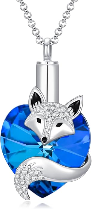 Animal Crystal Urn Necklace For Ashes Sterling Silver Butterfly Dragonfly Bee Phoenix Peacock Hummingbird Fox Angel Wing Pentagram Pentacle Cremation Necklace Heart Teardrop Urn Holder Necklaces For Women Memorial Jewelry