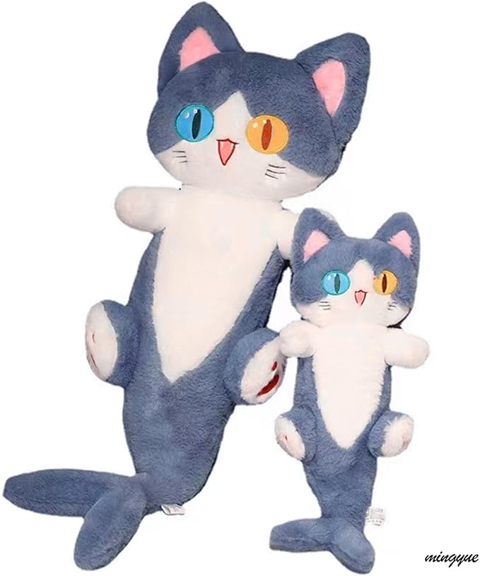 OOPSHANA Long Cat Plush Toy Cute Plushie Hugging Plush Pillow Shark Cat Stuffed Animal for Girls and Boys Blue 19.7"