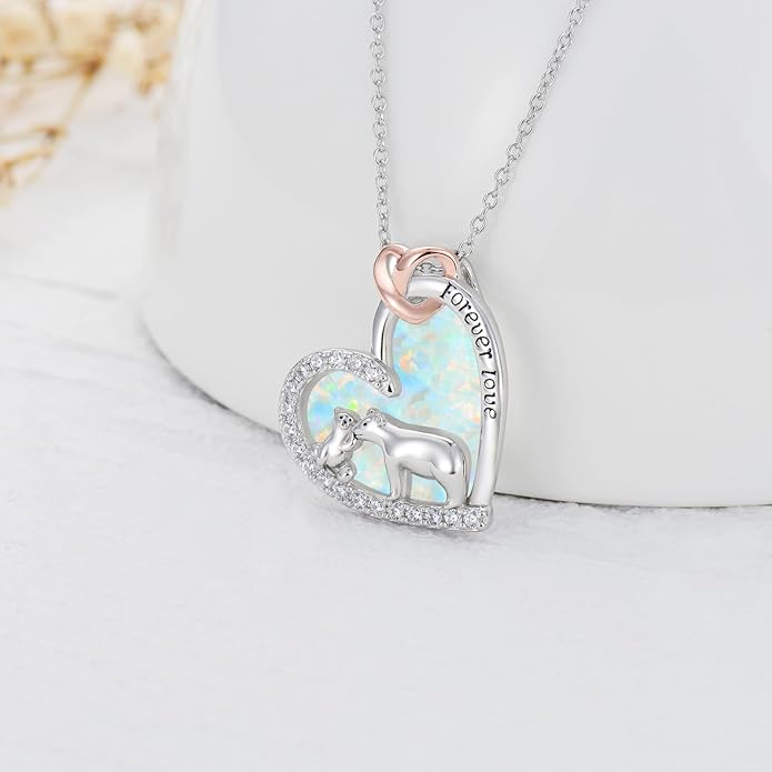 Mothers Day Gift for Mom 925 Sterling Silver Mama Bear/Dinosaur/Cat/Bird/Chicken Necklace with 1 2 3 4 5 Cubs Jewelry for Women Wife Grandma