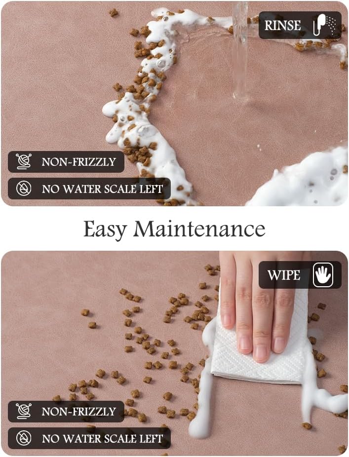 Pet Feeding Mat-Absorbent Dog Mat for Food and Water Bowl-No Stains Quick Dry Water Dispenser Mat-Dog Accessories Pet Supplies-Bowl for Messy Drinkers（Dusty Pink,23"x34"
