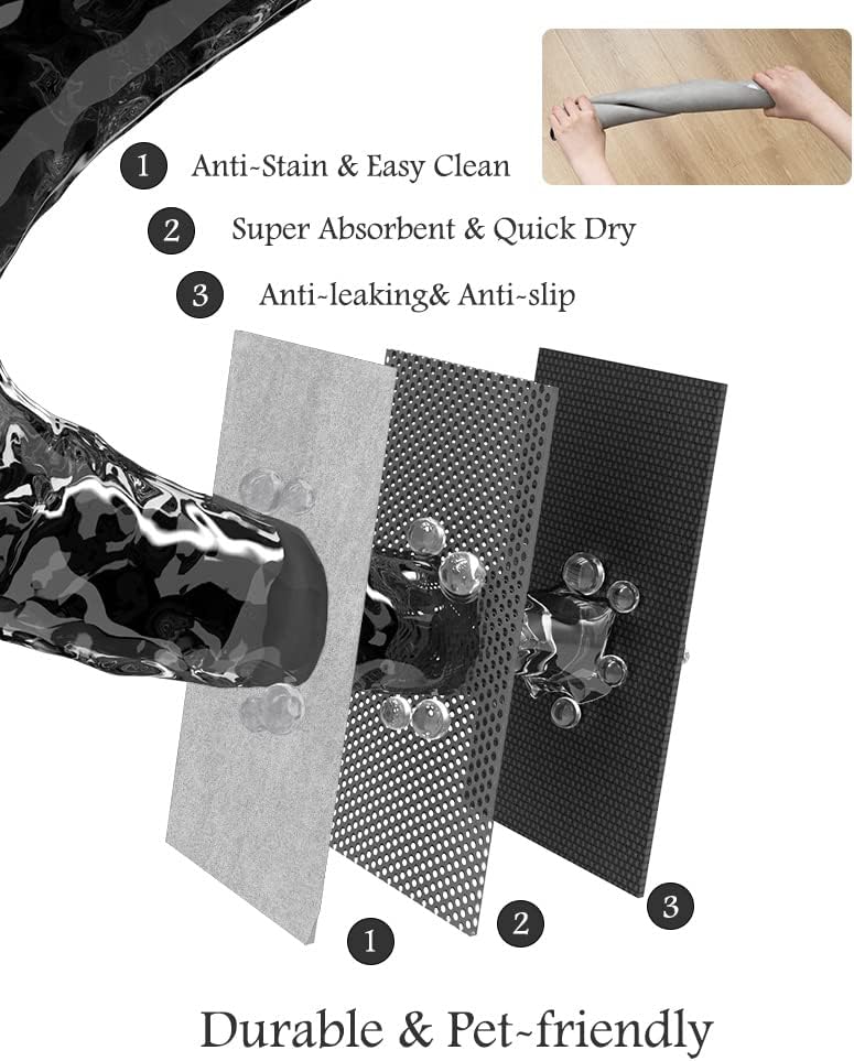 Pet Feeding Mat-Absorbent Dog Mat for Food and Water Bowl-No Stains Quick Dry Water Dispenser Mat-Dog Accessories Pet Supplies-Bowl for Messy Drinkers（LIGHTGREY,17"x28"