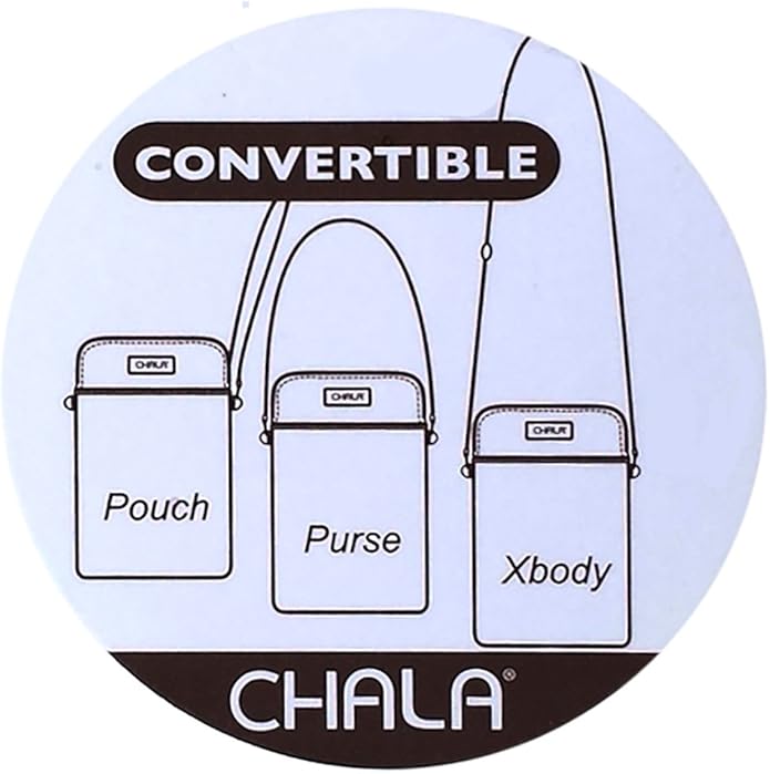 CHALA Cell Phone Crossbody Purse-Women PU Leather/Canvas Multicolor Handbag with Adjustable Strap