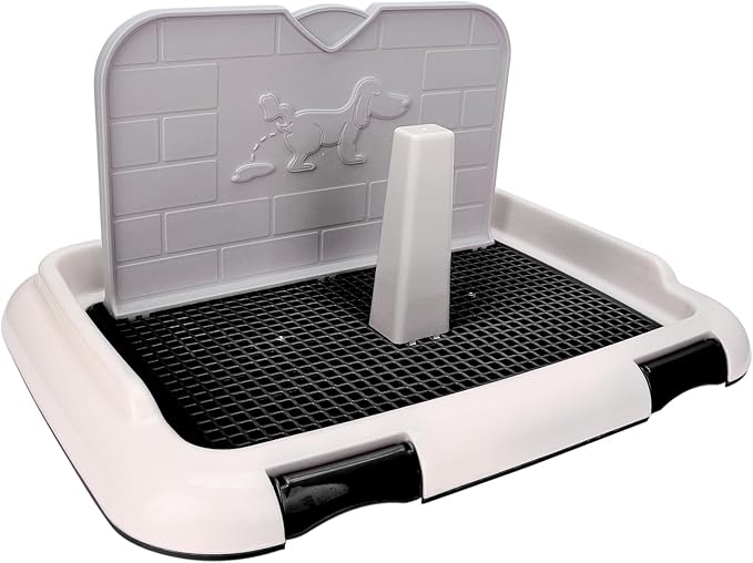 Indoor Dog Potty Tray - Miniature Poodle Pad Holder, Anti-Slide Plastic Potty for Small & Medium Dogs (Black)
