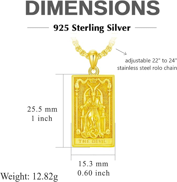 PELOVNY Tarot Card Necklace 925 Sterling Silver Skeleton Necklace The Sun Moon Star Strength Lovers Death Devil Fool Tarot Jewelry Christmas Birthday Gifts for Men Women Unisex