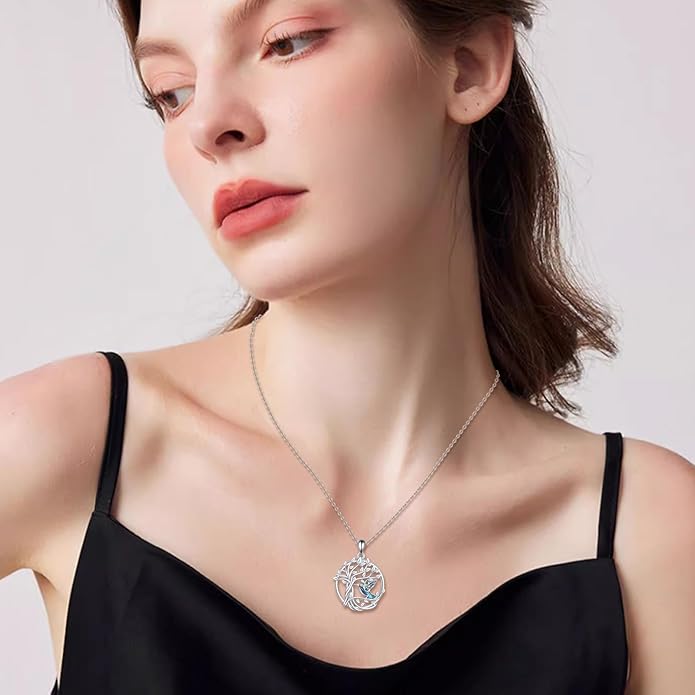 YAFEINI Animal Necklace Sterling Silver Moonstone/Turquoise/Abalone Shellfish Pendant Animal Necklace Cute Animal Jewelry Birthday Gifts Woman