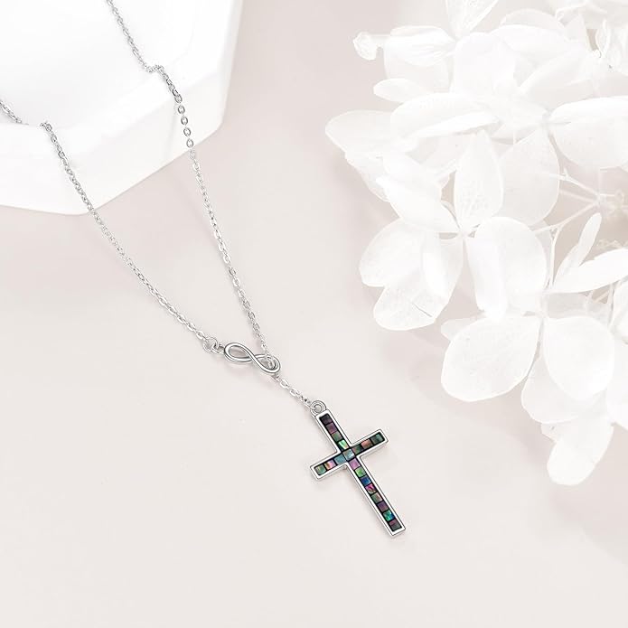 YFN Cross Necklace Sterling Silver Religious Cross Pendant Jewelry Christian Gifts for Women Men