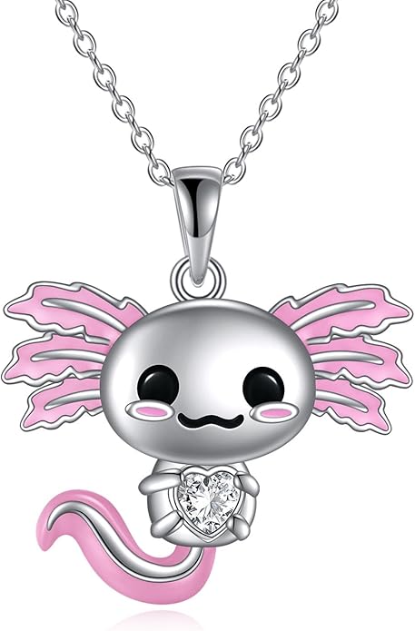 TIGER RIDER Bee Necklace for Women Sterling Silver Cute Animal Axolotl Dragonfly Moth Owl Black Cat Pendant Necklaces Animals Jewelry Birthday Gifts for Women Wife