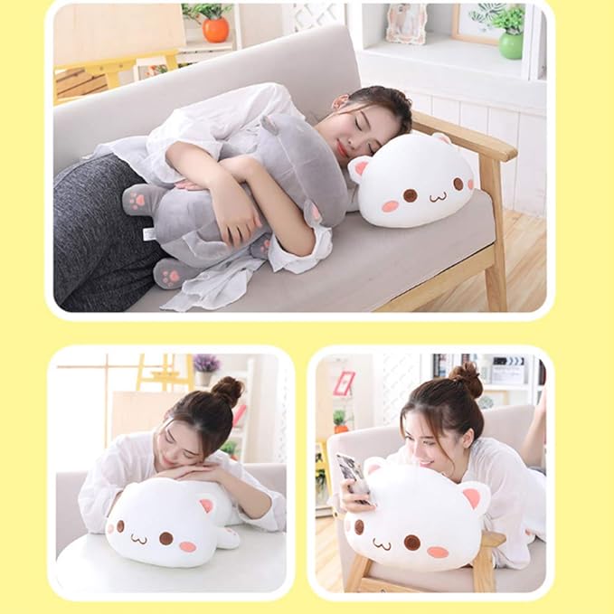Cute Kitten Plush Toy Stuffed Animal Pet Kitty Soft Anime Cat Plush Pillow, Plush Cat Doll Soft Stuffed Kitten Pillow Doll Toyfor Kids (White)