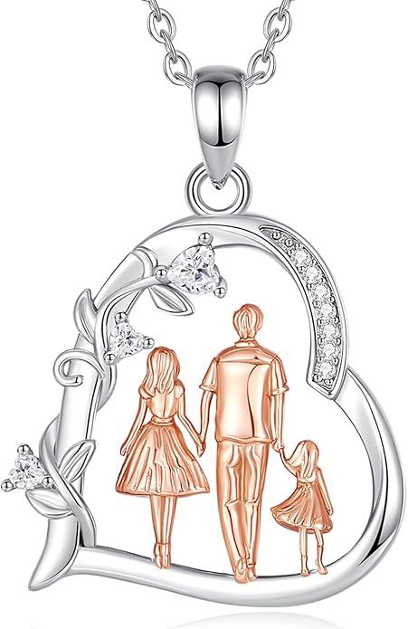 EUDORA Sterling Silver Mother Daughter Necklace for Women, Mama Son Daughter Necklace Pendant for Mom and Daughter,Mom Jewelry from Daughter Mother's Day Gift for Mother Daughter Aunt Grandma