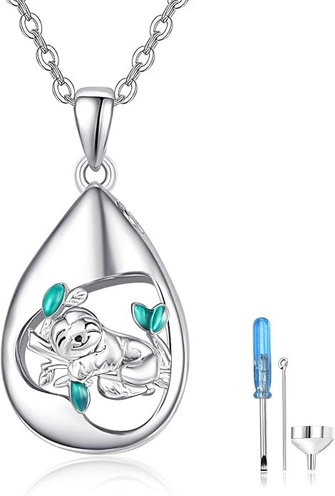 TANGPOET Teardrop Ashes Necklace 925 Sterling Silver Urn Necklace, Cremation Jewellery for Ashes Pendant, Gifts for Women Ladies, with Funnel Filler Kit