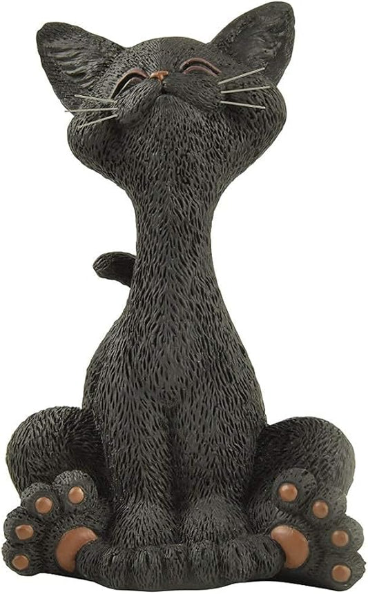 JFSM INC. Whimsical Black Cat Smiling Figurine Cat Home Office Decoration - Happy Cat Collection - Gifts for Cat Lovers, Cat Lover Gifts for Women, Cat Lover Gifts for Men