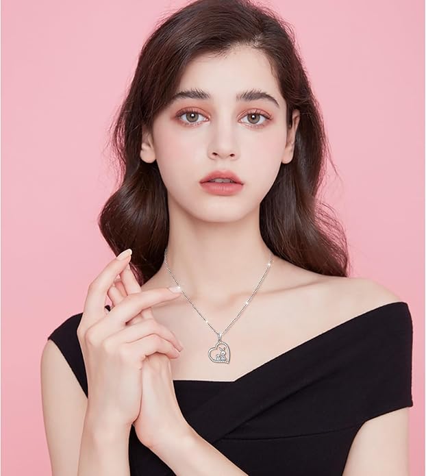 FLYOW Elephant Necklace Cat Necklace Bunny Neklace Horseshoe Necklace Blue Jay Necklace Sterling Silver Animal Necklaces for Women