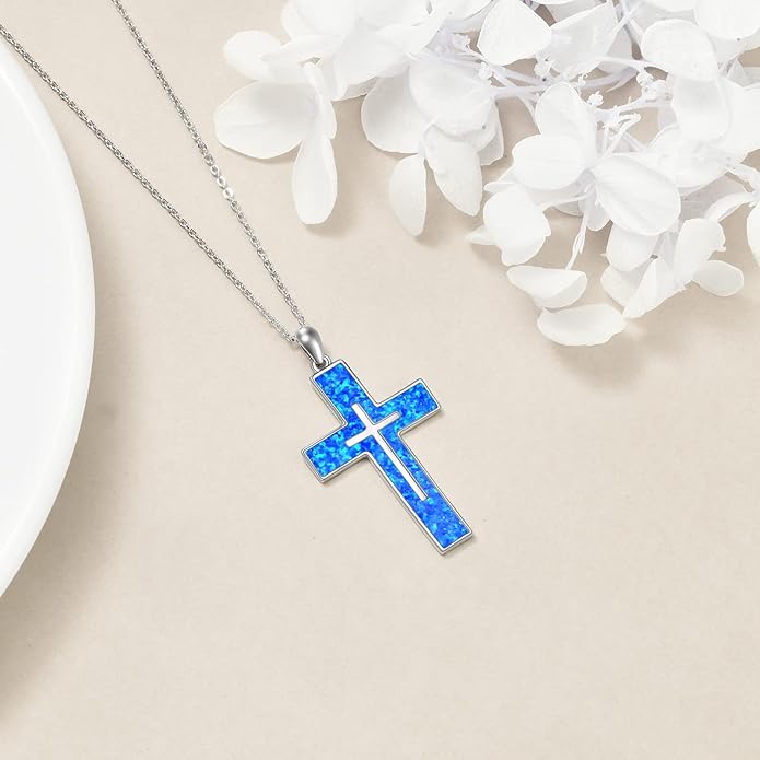 YFN Cross Necklace Sterling Silver Religious Cross Pendant Jewelry Christian Gifts for Women Men