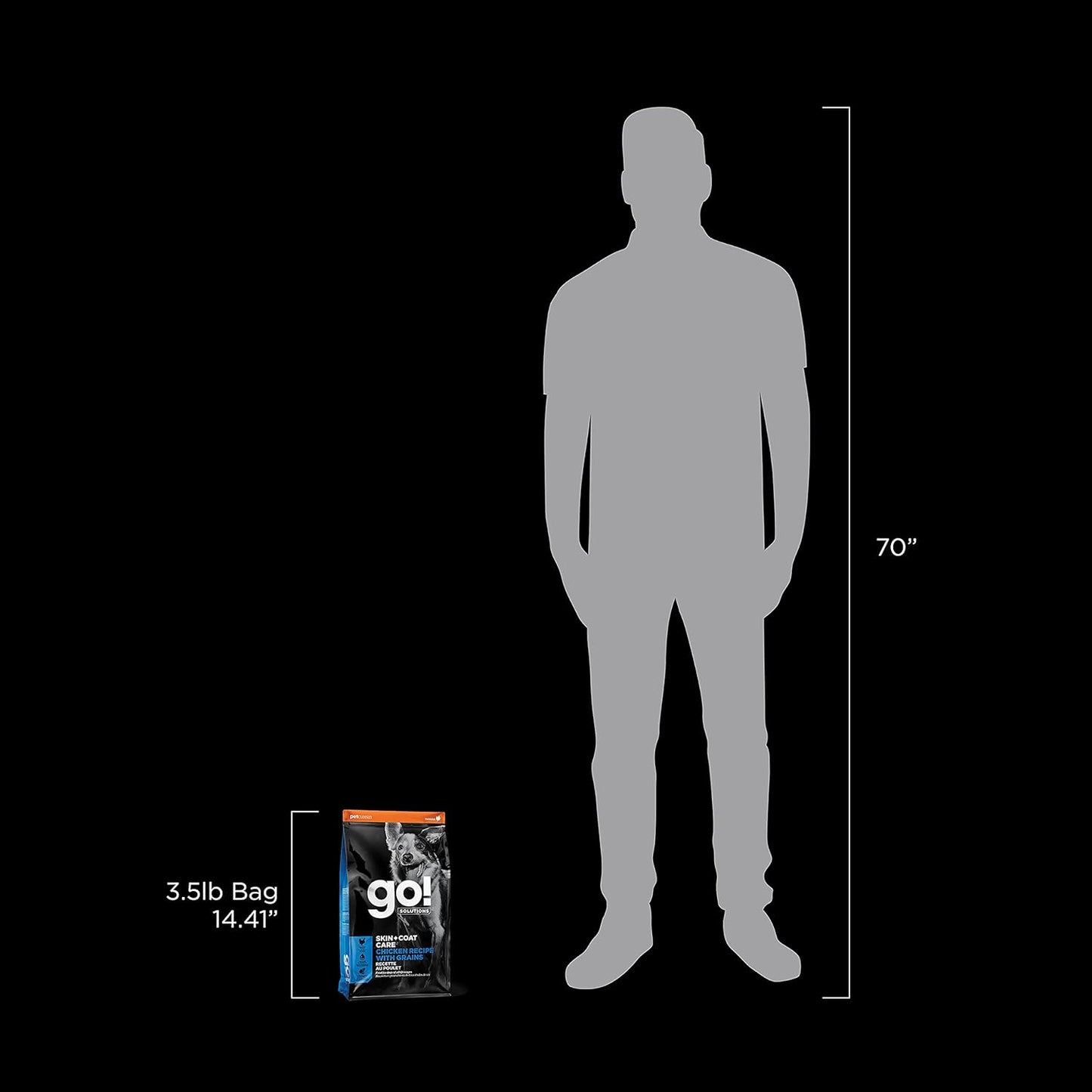 Go! Solutions Skin + Coat Care, Dry Dog Food, Chicken Recipe with Grains, 3.5 lb Bag