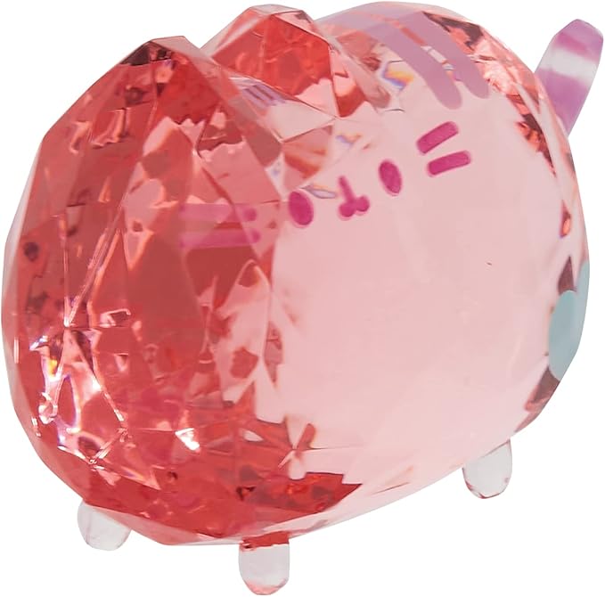 Enesco Facets Pusheen The Cat with Heart Figurine, 1.69 Inch, Pink