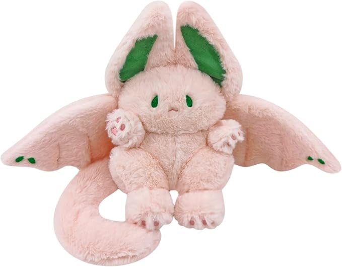 PEACH CAT Cute Bat Bunny Plush Pillow Kawaii Bat Rabbit Stuffed Animal for Kids Pink 12"