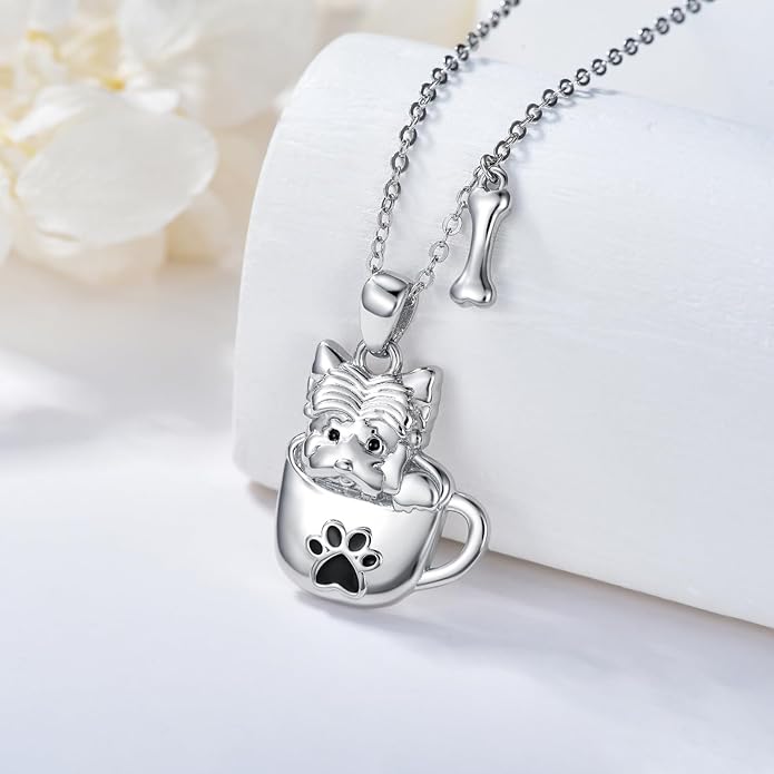 Dog Cat Necklace Pendant 925 Sterling Silver Pet Jewelry Gifts for Women