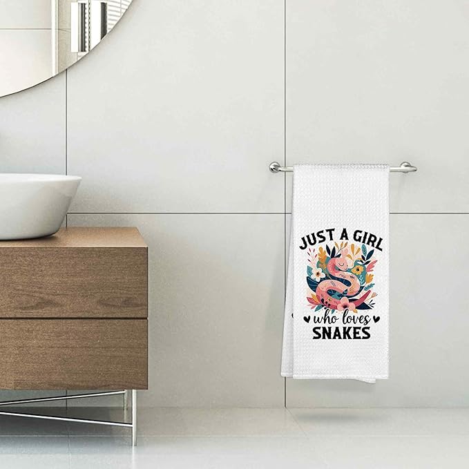 Just a Girl Who Loves Snakes Kitchen Towels Decorative Gifts for Snake Lovers Women 16x24, Snake Dish Towel Cloths Dishcloths Tea Towel, Snake Bathroom Kitchen Hand Towel Decor