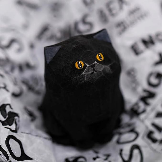 Handmade Black Cat Statue Artwork, Creative Statue Artwork for Home Decor, Unique Cat Figure Gift