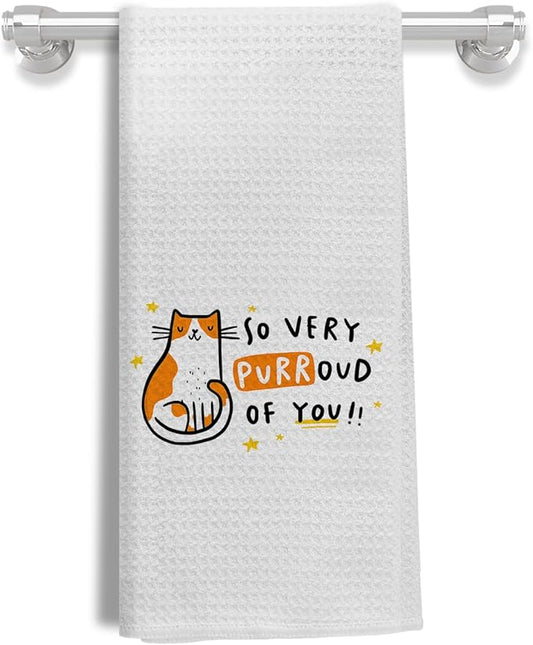 Cat Kitchen Towels, Cat Towels for Cat Lovers, Cat Mom Gifts, Cute Cat Gifts, Cat Gifts for Cat Lovers Women, Cat Lady Gifts, Cat Hand Towels, Cat Dish Towels Tea Towels for Kitchen, 16x24 Inch