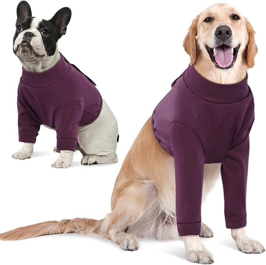 IDOMIK Dog Recovery Suit, Dog Surgery Recovery Suit Front Legs, Comfy Joint Leg Sleeves After Surgery, Elbow Braces Protector for Leg Injuries & Joint Pain, Cone Collar Alternatives,Purple,2XL
