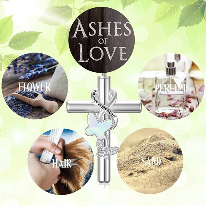Cross Urn Necklace for Ashes 925 Sterling Silver Cremation Jewelry with Funnel Filler Kit Ashes Necklace for Human Women Girl Pets