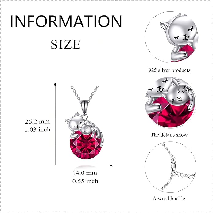 Cat Necklace Sterling Silver Cat Pendnat with Rose Quartz Pearl Jewelry Gifts for Women Cat Lovers