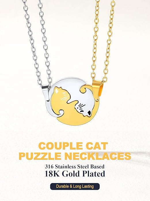 U7 Cat Pendant Necklace for Women Stainless Steel Cute Kitty Cat Jewelry Gift