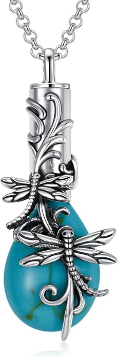 Animal Crystal Urn Necklace For Ashes Sterling Silver Butterfly Dragonfly Bee Phoenix Peacock Hummingbird Fox Angel Wing Pentagram Pentacle Cremation Necklace Heart Teardrop Urn Holder Necklaces For Women Memorial Jewelry