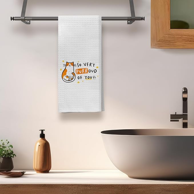Cat Kitchen Towels, Cat Towels for Cat Lovers, Cat Mom Gifts, Cute Cat Gifts, Cat Gifts for Cat Lovers Women, Cat Lady Gifts, Cat Hand Towels, Cat Dish Towels Tea Towels for Kitchen, 16x24 Inch