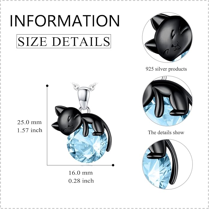 Cat Necklace Sterling Silver Cat Pendnat with Rose Quartz Pearl Jewelry Gifts for Women Cat Lovers