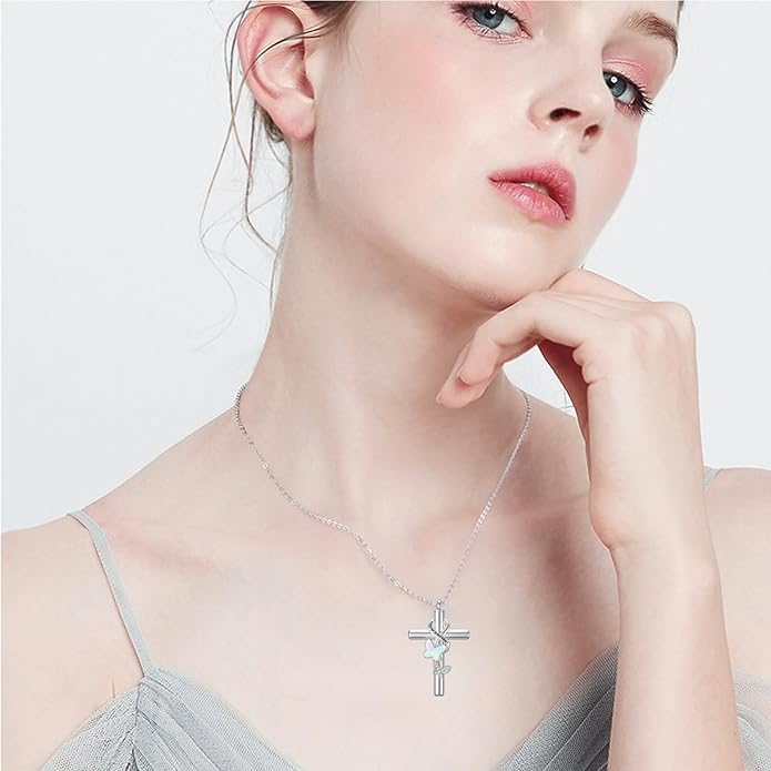 Cross Urn Necklace for Ashes 925 Sterling Silver Cremation Jewelry with Funnel Filler Kit Ashes Necklace for Human Women Girl Pets