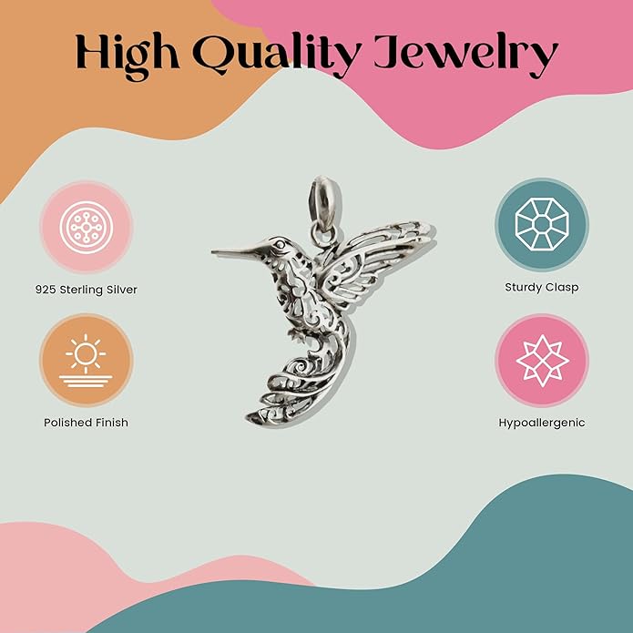 FashionJunkie4Life Sterling Silver Bird Pendant Necklaces for Women
