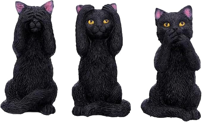 Nemesis Now Three Wise See No Evil Hear No Evil Speak No Evil Figurines, Adorable Hand-Painted Resin Collectibles and Gift - Cats