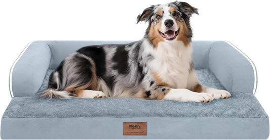 Extra Large Dog Bed-Orthopedic Waterproof XL Dog Bed for XLarge Extra Big Dogs - Foam Couch Sofa Washable with Removable Cover-Grey