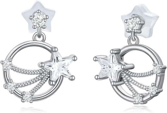 Sterling Silver Cat / Cow / Pig / Bunny / Squirrel / Giraffe / Highland Cow / Lion / Chicken / Ladybug / Star / Moon Stud Earrings for Women Cute Animal Post Earrings Hypoallergenic Animal Jewelry Gift for Teens Girls