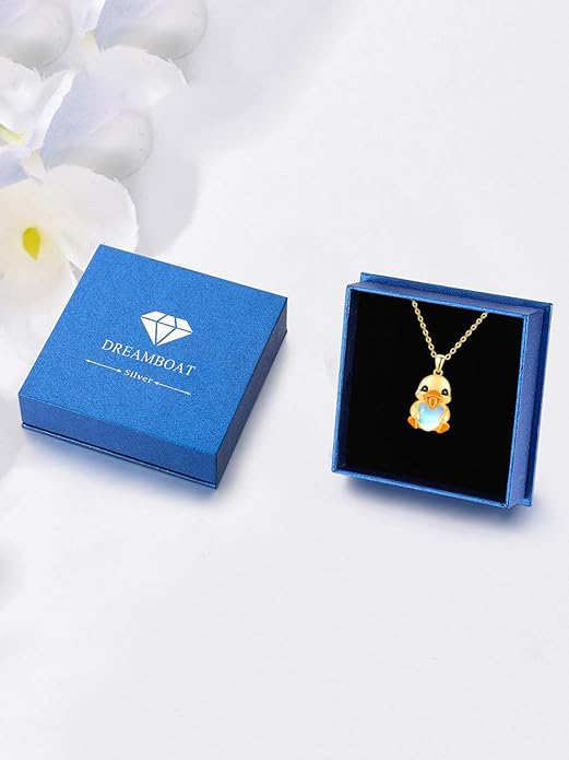 Dreamboat Moonstone Animal Pendant Necklace for Women 925 Sterling Silver Cute Animals Jewelry Gifts