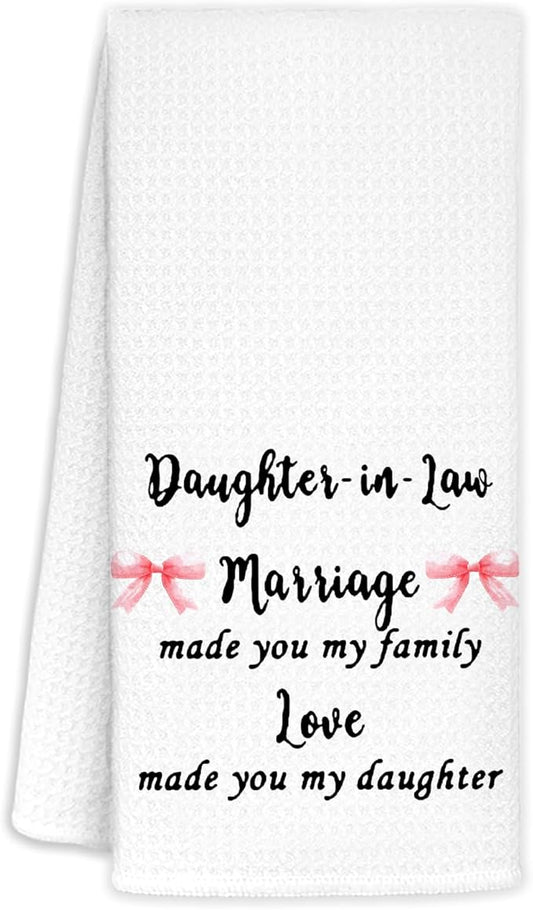 Daughter-in-Law Gifts from Mother-in- Law Kitchen Towels Decorative, Mother's Day Birthday fts for Daughter in Law Dish Towels Hand Towels Drying Cloth for Kitchen Bathroom Decor, 16x24 Inch