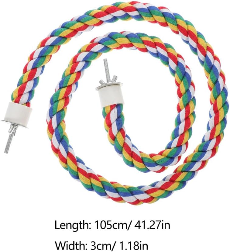 Bird Rope Perch, Colorful Parrot Cotton Rope Bird Perch Stand Climbing Toys Pet Parrot Chewing Toy for Parrots Cockatiels Parakeets Budgie Cages