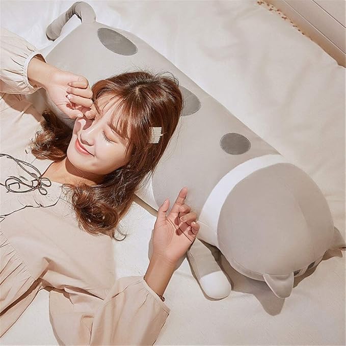 Lovely Plush Cat Doll Cute Cartoon Soft Stuffed Kitten Long Throw Sleeping Pillow Toy Gift for Kids Girlfriend Multiple Size (Grey,90cm/35.4in)