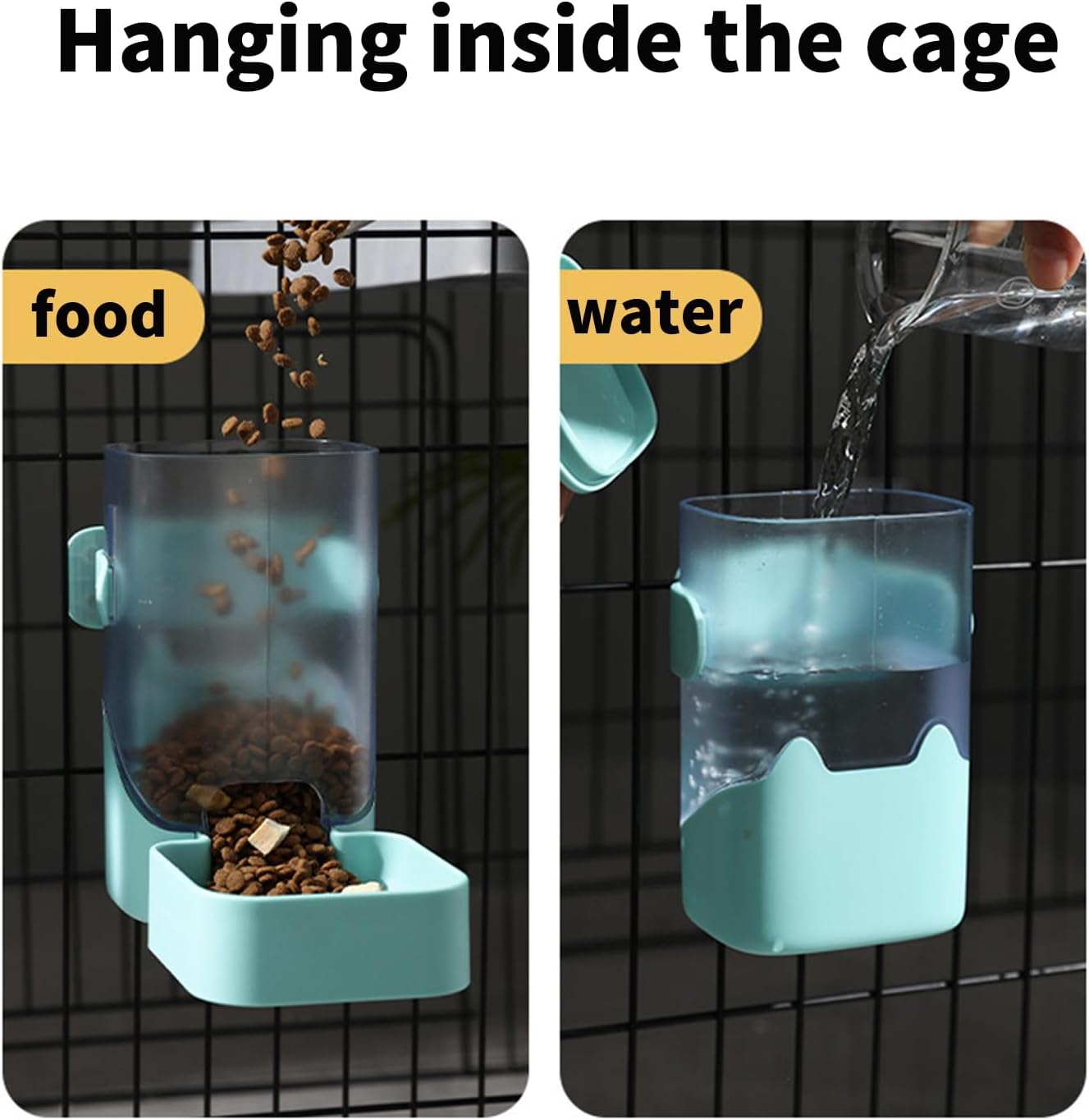 PODOO 24oz No Drip Bunny Water Feeder, Rabbit Water Dispenser, Hanging Automatic Pet Water Dispenser, Hanging Outside or Inside The Cage for Ferret Guinea Pig Rat Cat Puppy (Water)