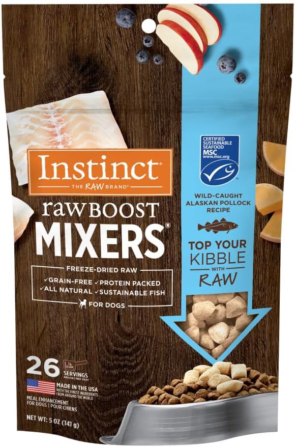 Instinct Raw Boost Mixers, Freeze Dried Dog Food Topper, Grain Free - Wild Caught Pollock, 5 oz. Bag