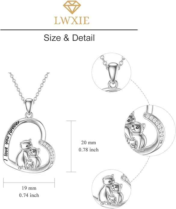 Diamond Black Cat Necklace for Women 925 Sterling Silver Cat on Moon Necklace Pendant Black Cat Jewelry Gifts for Women Mom Wife Girlfriend Daughter Girls