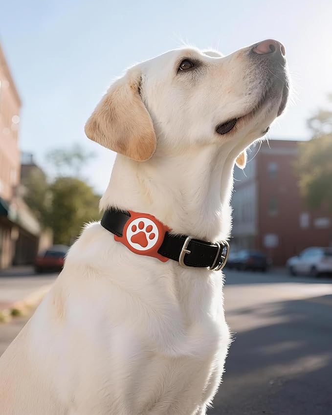 IP68 Waterpoof Dog Airtag Holder, Stretchy Silicone Full Body Covered Apple Air Tag Holder for Dog Cat Collar Fit All Width Collar (Red, 1 Pack)